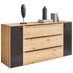 SIDEBOARD 182/90,3/47,1 cm  - Eichefarben/Anthrazit, Natur, Glas/Holz (182/90,3/47,1cm) - Valnatura