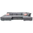 WOHNLANDSCHAFT in Mikrofaser Grau  - Chromfarben/Grau, Design, Kunststoff/Textil (204/350/211cm) - Xora