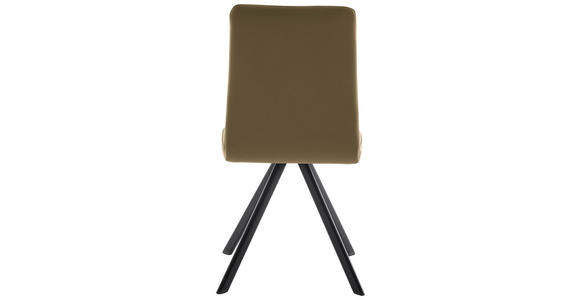 STUHL in Eisen Lederlook, Mikrofaser Metall, Textil - Schwarz/Olivgrün, MODERN, Textil/Metall (47/92/60cm) - Cantus