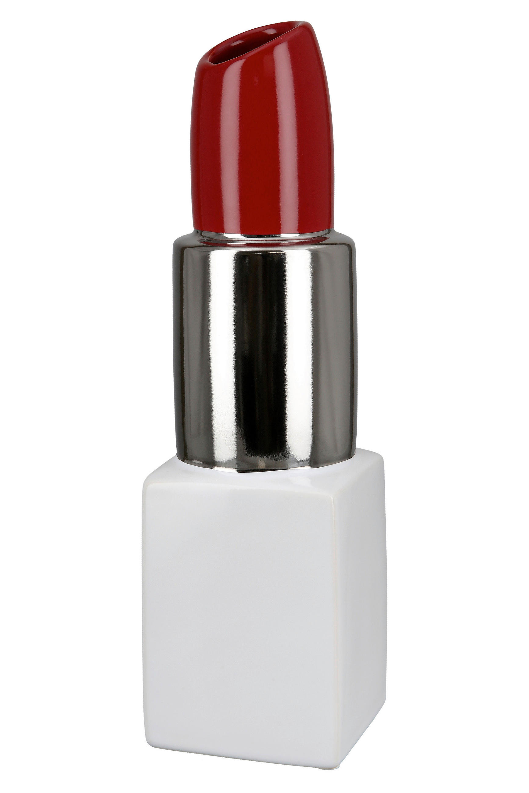 DEKOVASE  - Rot/Silberfarben, Trend, Keramik (6/20/6cm) - Ambia Home