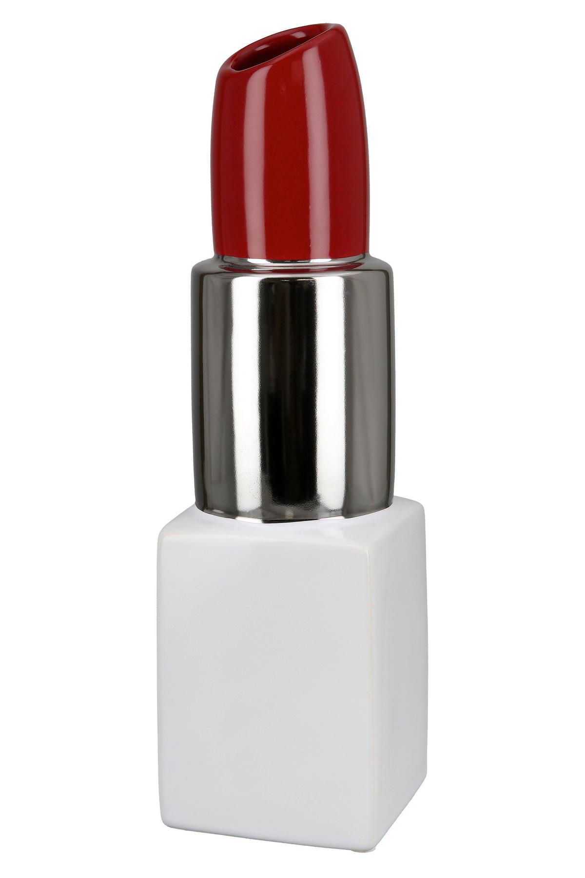 DEKOVASE  - Rot/Silberfarben, Trend, Keramik (6/20/6cm) - Ambia Home