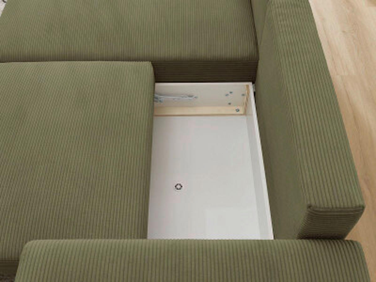 ECKSOFA Ottomane links  ATILLA Hellgrün Cord  - Schwarz/Hellgrün, MODERN, Kunststoff/Textil (149/244cm)