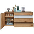 SIDEBOARD Weiß, Eichefarben  183/91/43 cm  - Eichefarben/Silberfarben, Design, Glas/Holz (183/91/43cm) - Waldwelt