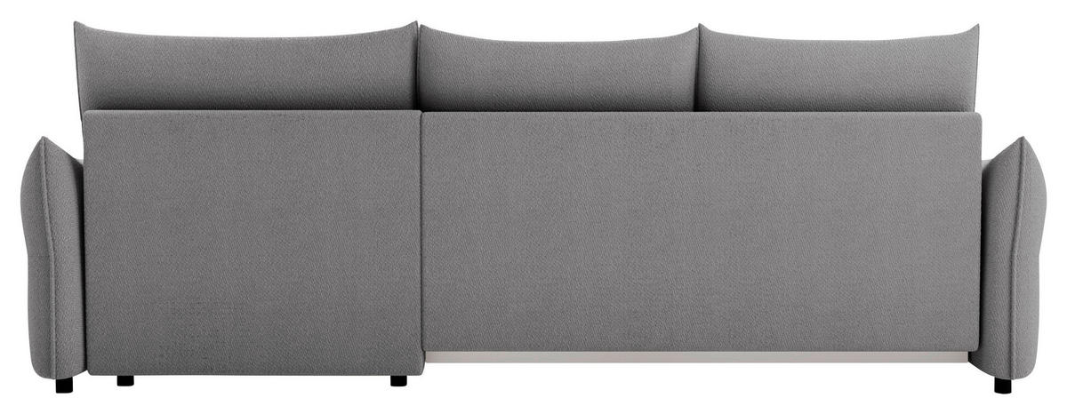 ECKSOFA Grau Webstoff Rückenkissen, Bettkasten, Schlaffunktion, Rücken echt, Liegefläche im Originalstoff  - Schwarz/Grau, KONVENTIONELL, Kunststoff/Textil (306/179cm) - Milino