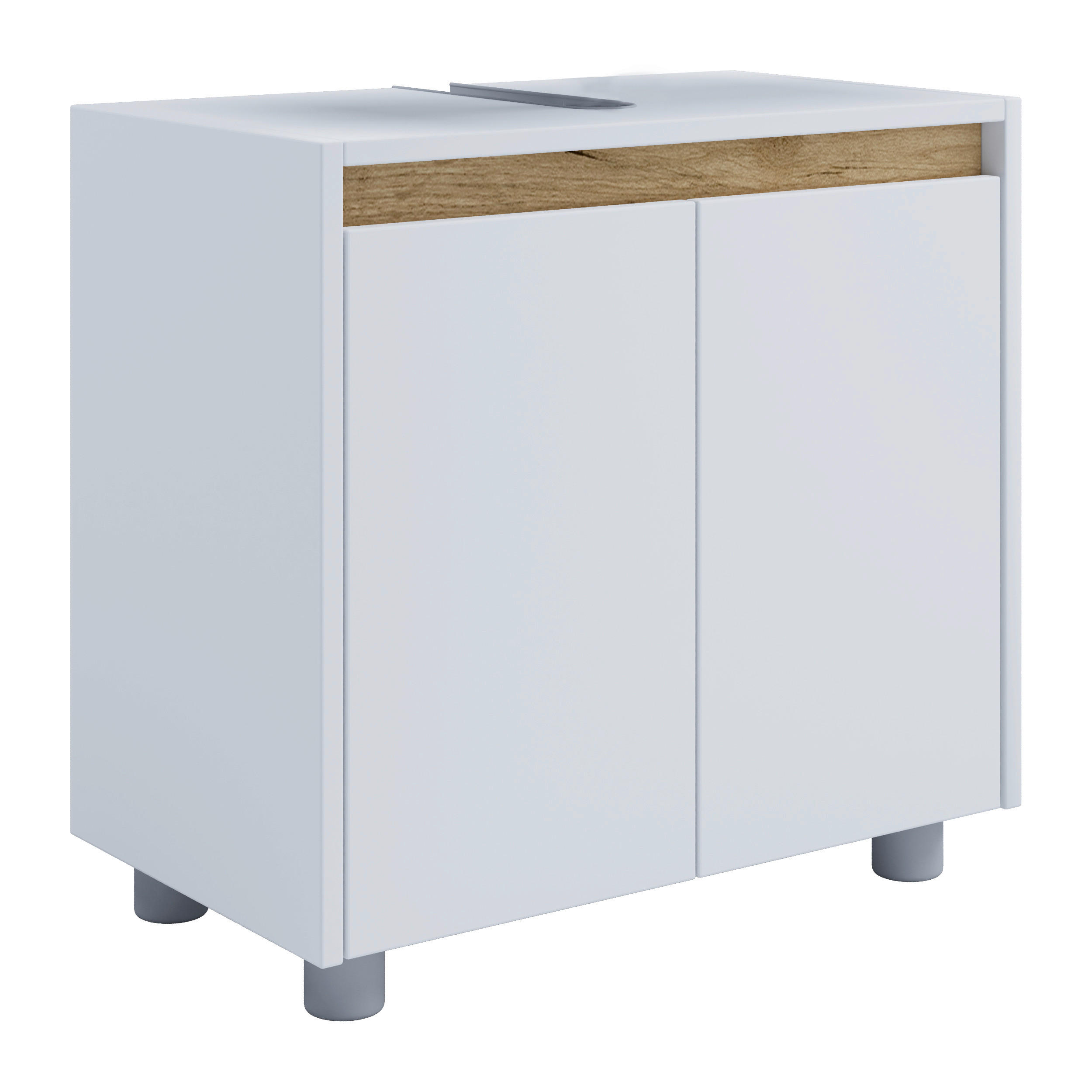 WASCHBECKENUNTERSCHRANK 57/55/33 cm  - Honigeiche/Silberfarben, Trend, Holzwerkstoff/Kunststoff (57/55/33cm) - MID.YOU