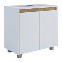 WASCHBECKENUNTERSCHRANK 57/55/33 cm  - Honigeiche/Silberfarben, Trend, Holzwerkstoff/Kunststoff (57/55/33cm) - MID.YOU