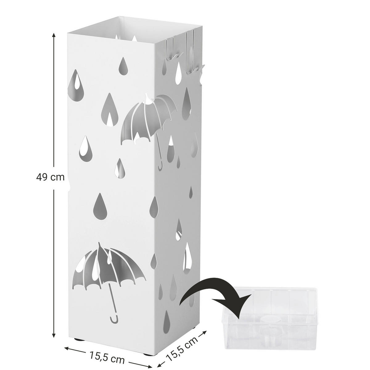 SCHIRMSTÄNDER - Weiß, Trend, Metall (15,5/49/15,5cm) - Boxxx