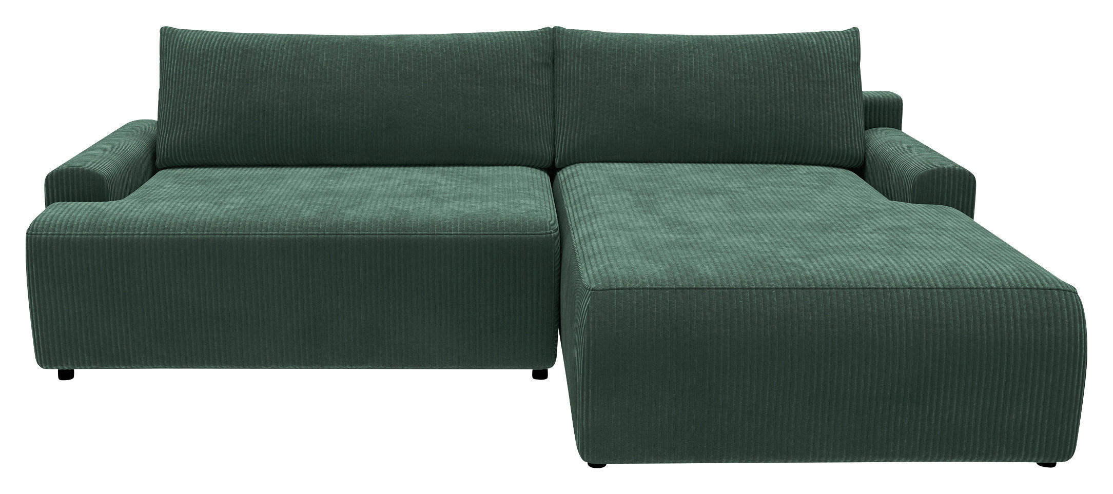 ECKSCHLAFSOFA Cord Dunkelgrün  - Dunkelgrün/Schwarz, MODERN, Kunststoff/Textil (253/167cm) - Trendmanufaktur