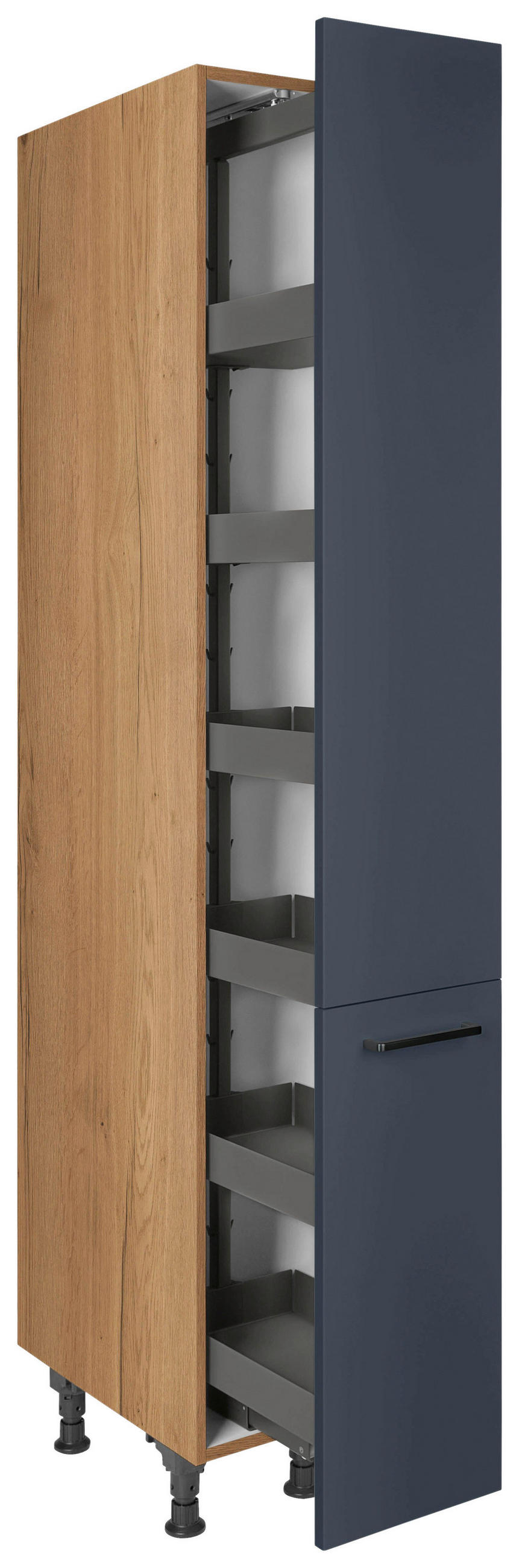 APOTHEKERSCHRANK 30/216,6/58 cm  in Blau, Eichefarben  - Blau/Eichefarben, MODERN, Holzwerkstoff/Metall (30/216,6/58cm) - Nobilia