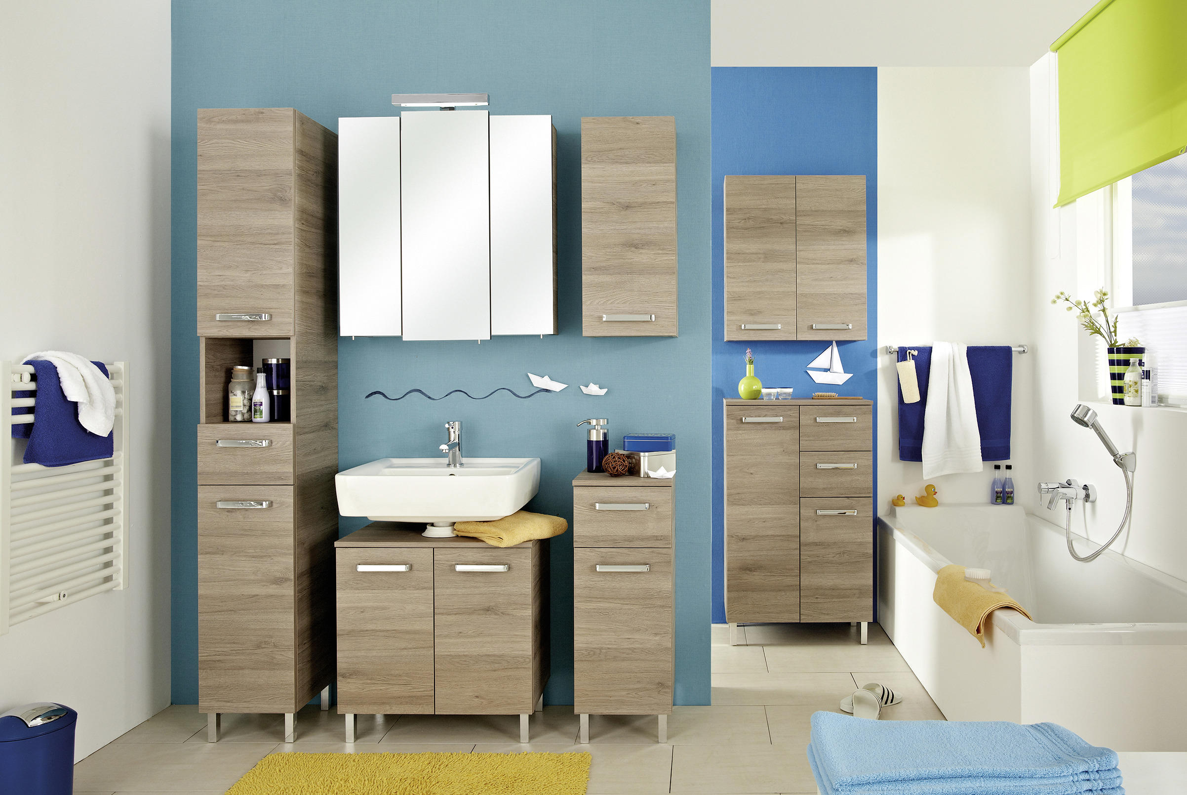 MASCĂ PENTRU LAVOAR 60/62/33 cm  - culoare crom/culoare lemn stejar, Konventionell, metal/material pe bază de lemn (60/62/33cm) - Carryhome