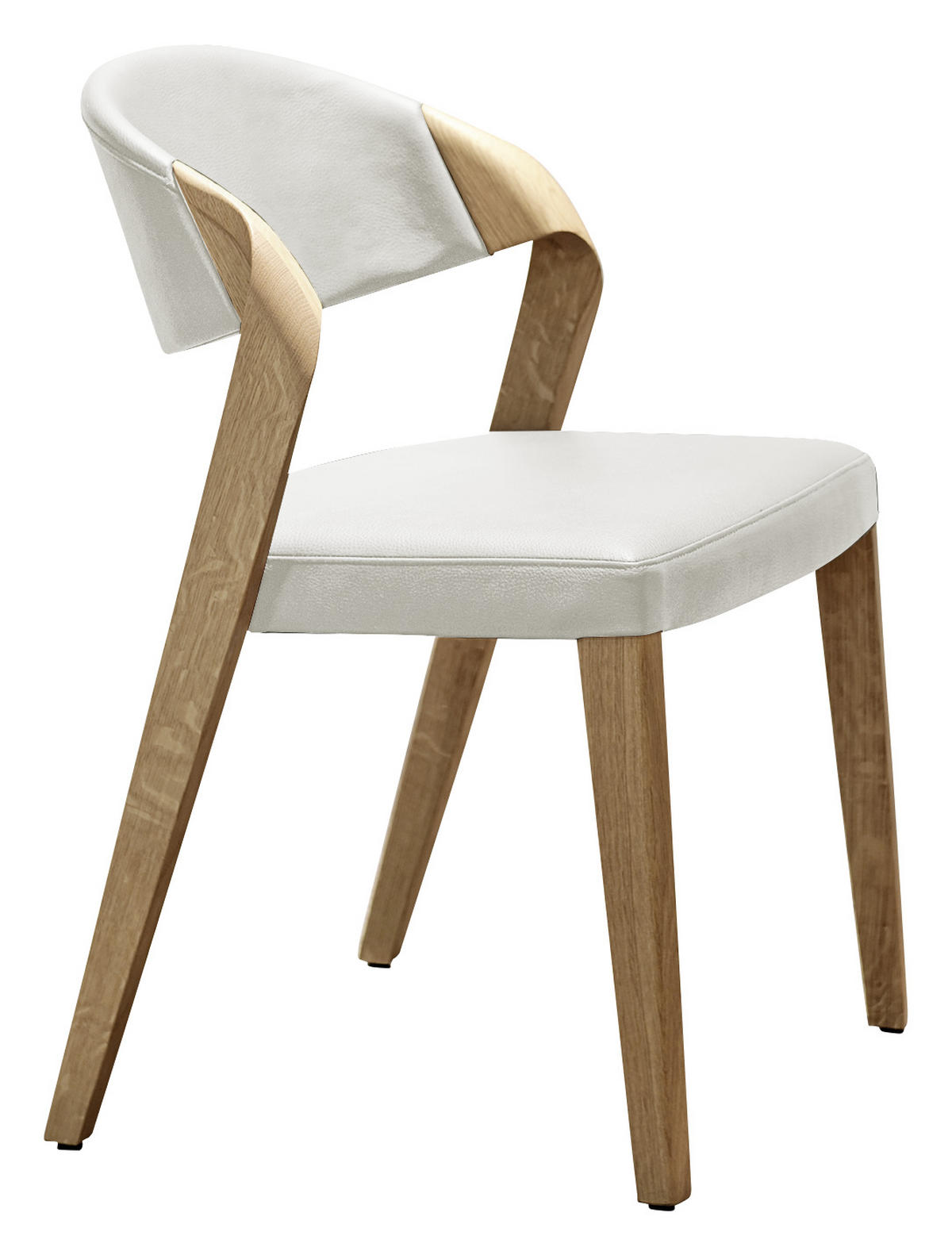 STUHL  in Echtleder pigmentiert  - Weiss/Eichefarben, Natur, Leder/Holz (53/82/57cm) - Voglauer