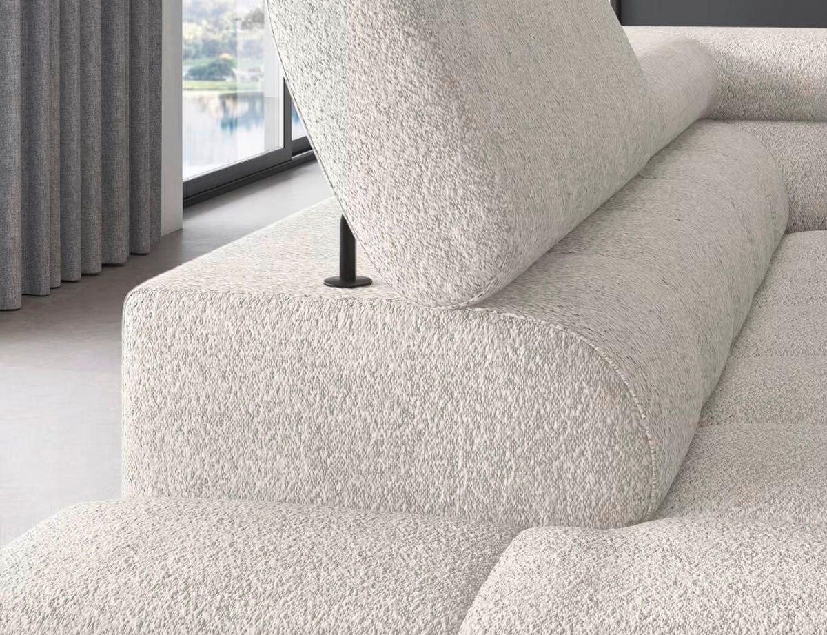 ECKSOFA Weiß Plüsch  - Schwarz/Weiß, Design, Textil/Metall (200/276cm) - MID.YOU