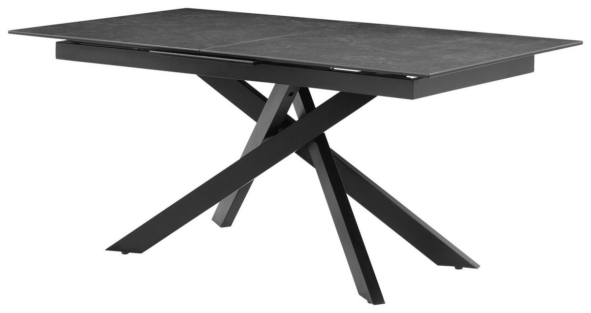 ESSTISCH 168-210/90/76 cm  Metall, Glas, Keramik ausziehbar rechteckig Grau, Schwarz  - Schwarz/Grau, MODERN, Glas/Keramik (168-210/90/76cm) - P & B