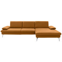 ECKSOFA in Echtleder Currygelb  - Chromfarben/Currygelb, Design, Leder/Metall (325/157cm) - Dieter Knoll