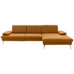 ECKSOFA Currygelb Echtleder  - Chromfarben/Currygelb, Design, Leder/Metall (325/157cm) - Dieter Knoll