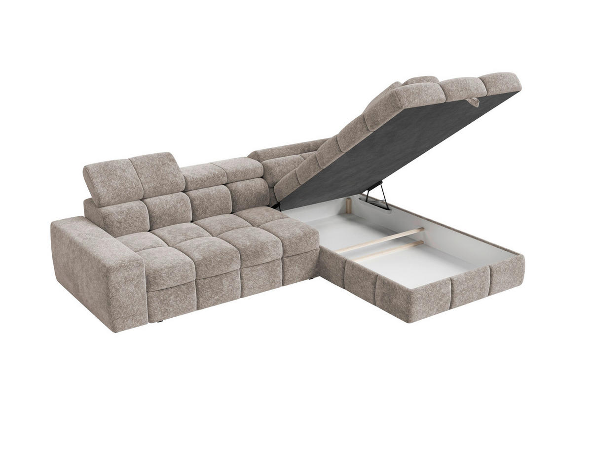ECKSOFA  in Chenille Graubraun  - Graubraun/Schwarz, MODERN, Kunststoff/Textil (292/204cm) - Milino