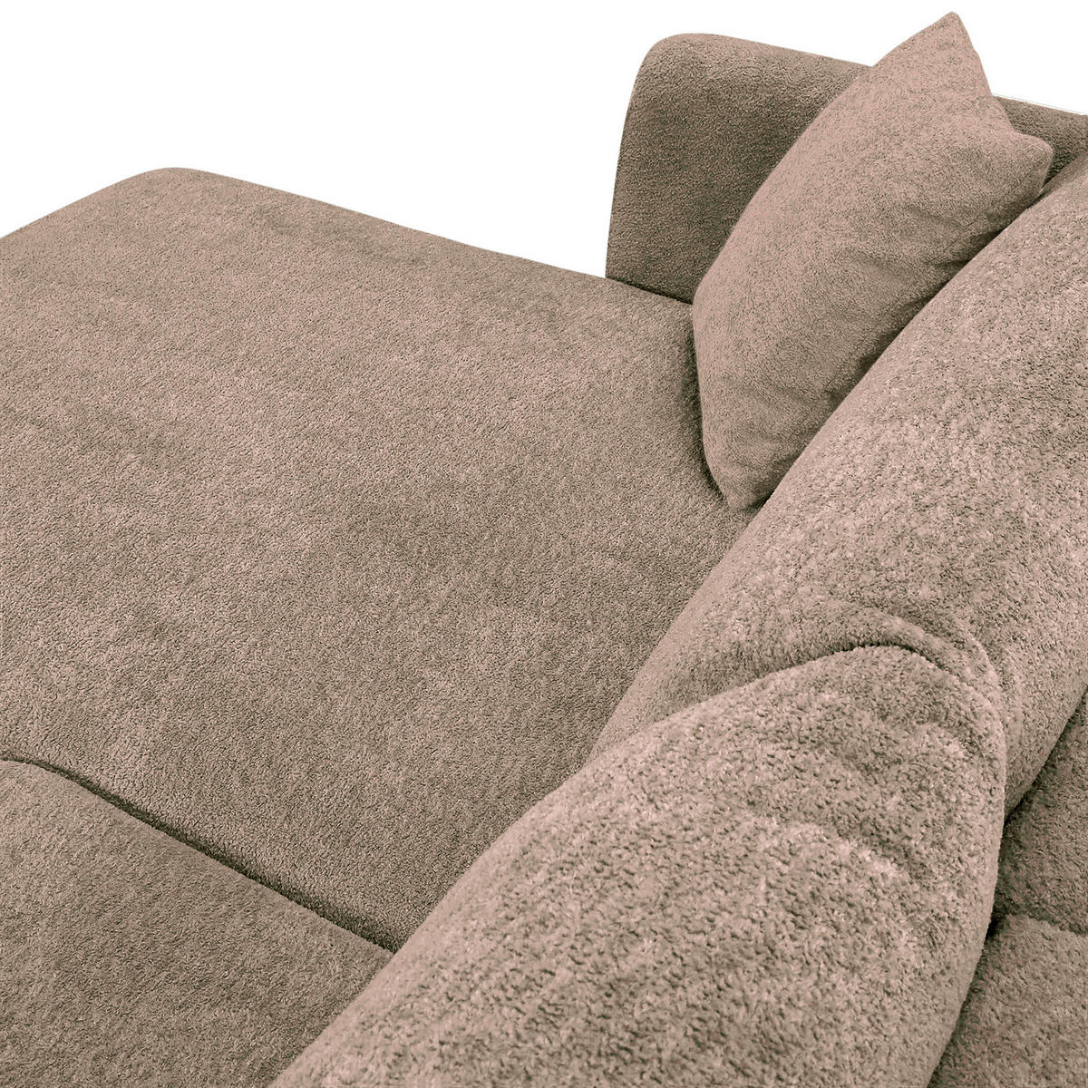 ECKSOFA Hellbraun Plüsch Zierkissen, Rückenkissen, Bettkasten, Schlaffunktion, Rücken echt, Liegefläche im Originalstoff  - Hellbraun/Beige, MODERN, Kunststoff/Textil (246/178cm) - Carryhome