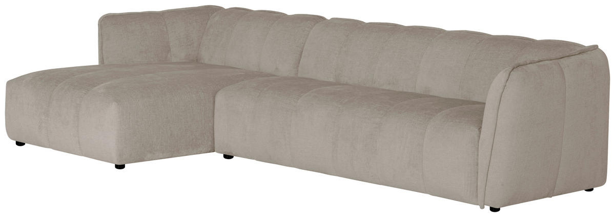 ECKSOFA LIVOLI in Chenille Creme  160/306 cm  - Creme/Schwarz, Design, Textil (160/306cm) - MID.YOU