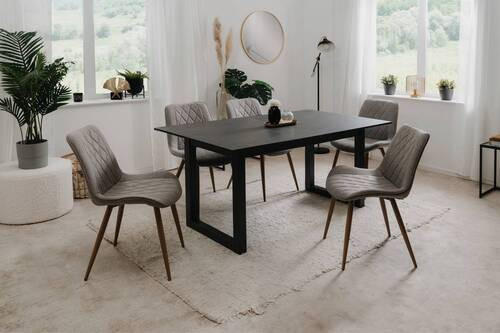 STUHL Hellgrau  - Eichefarben/Hellgrau, KONVENTIONELL, Textil/Metall (53/84,5/58cm) - MID.YOU
