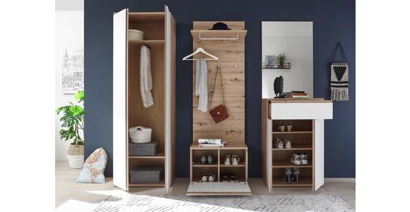 GARDEROBENBANK 65/46/36 cm - Eichefarben/Weiß, KONVENTIONELL, Holzwerkstoff (65/46/36cm) - Xora