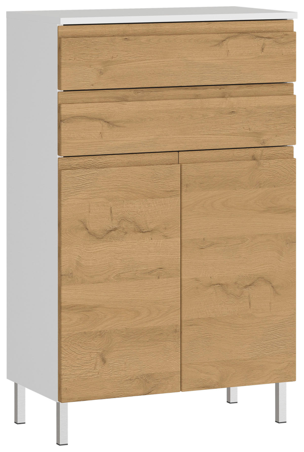 MIDISCHRANK 60/97/34 cm  - Chromfarben/Eichefarben, MODERN, Holzwerkstoff/Metall (60/97/34cm) - Germania