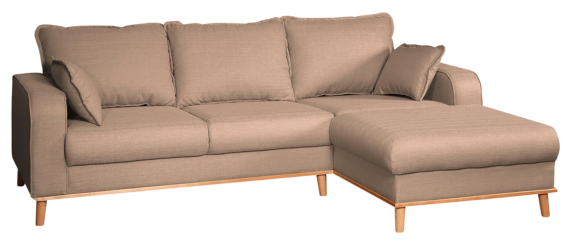 ECKSOFA Beata Cappuccino Mikrofaser  - Wengefarben/Cappuccino, Design, Holz/Textil (230/150cm) - Livetastic