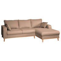 ECKSOFA Beata Cappuccino Mikrofaser  - Wengefarben/Cappuccino, Design, Holz/Textil (230/150cm) - Livetastic