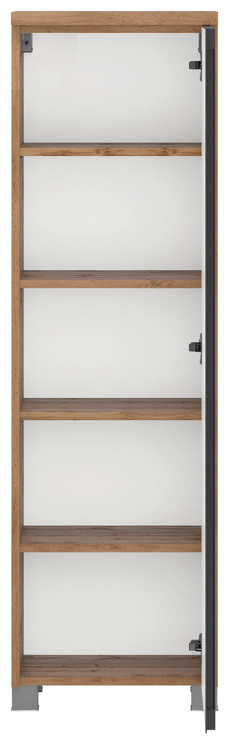 MIDISCHRANK 40/130/35 cm  - Eiche Wotan/Silberfarben, Modern, Holzwerkstoff/Kunststoff (40/130/35cm) - Held