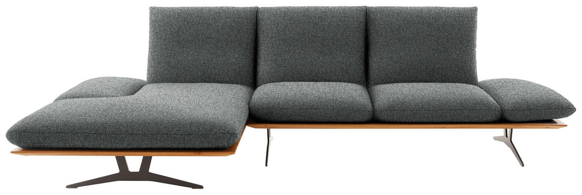 ECKSOFA in Flachgewebe Grau  - Schwarz/Grau, Design, Holz/Textil (159/314cm) - Dieter Knoll