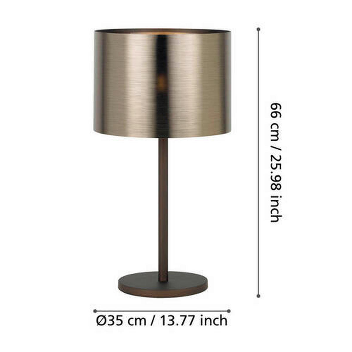 TISCHLEUCHTE 35/66 cm   - Braun/Kupferfarben, Design, Kunststoff/Metall (35/66cm)