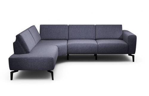 ECKSOFA in Chenille Blau  193/256 cm  - Blau/Schwarz, Design, Textil/Metall (193/256cm) - SENSOO