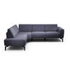 ECKSOFA in Chenille Blau  193/256 cm  - Blau/Schwarz, Design, Textil/Metall (193/256cm) - SENSOO