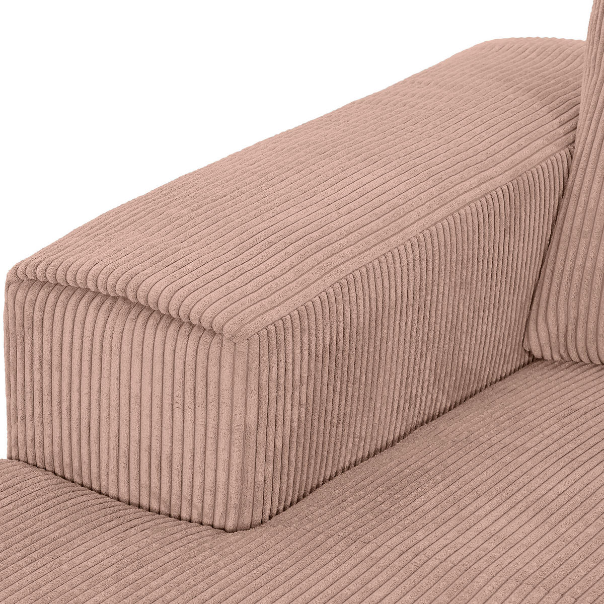 ECKSOFA in Cord Altrosa  - Schwarz/Altrosa, Konventionell, Textil/Metall (170/285cm) - Carryhome