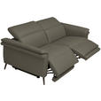 3-SITZER-SOFA  in Echtleder Grau   - Schwarz/Grau, Design, Leder/Metall (210/79/104cm) - Belluti