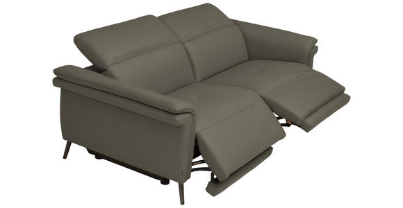 3-SITZER-SOFA  in Echtleder Grau   - Schwarz/Grau, Design, Leder/Metall (210/79/104cm) - Belluti