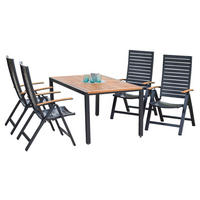 GARTENGARNITUR 5-teilig Akazie massiv Aluminium  - Graphitfarben/Naturfarben, MODERN, Holz/Metall - Gardenson