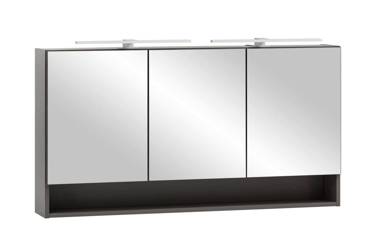SPIEGELSCHRANK 120/64/20 cm  - Alufarben/Graphitfarben, Natur, Glas/Holzwerkstoff (120/64/20cm) - Xora