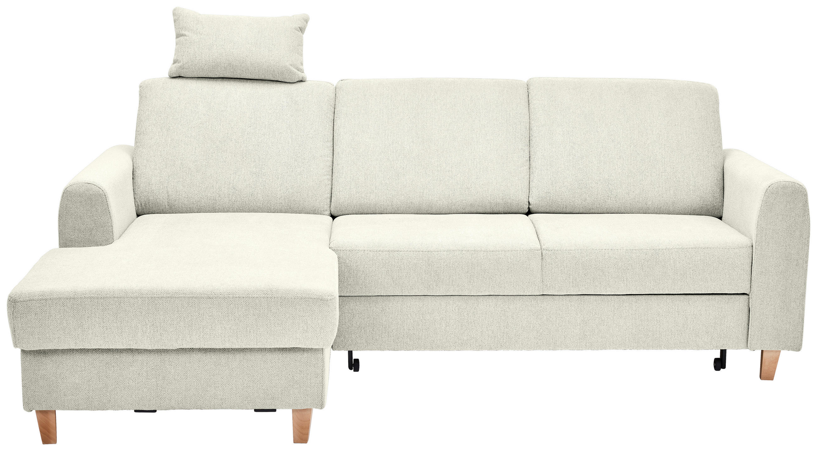 HÖRNSOFFA i flatväv cremefärgad  - bokfärgad/cremefärgad, Klassisk, trä/textil (166/241cm) - MID.YOU