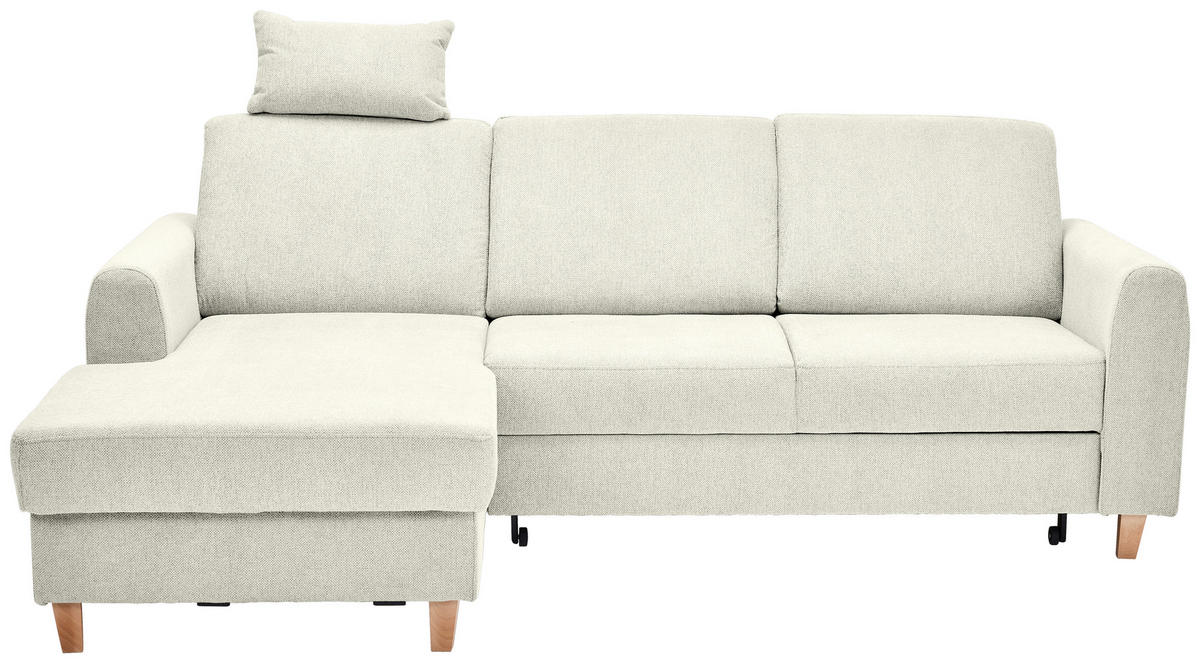 HÖRNSOFFA i flatväv cremefärgad  - bokfärgad/cremefärgad, Klassisk, trä/textil (166/241cm) - MID.YOU