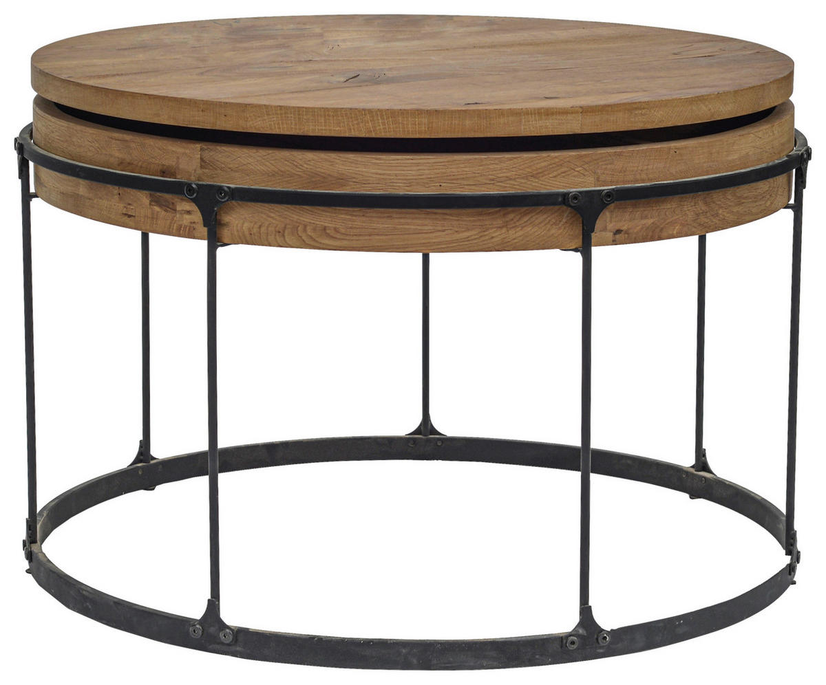 KLUBSKA MIZA, črna, barve hrasta  - črna/barve hrasta, Design, kovina/les (73/73/48cm) - Novel