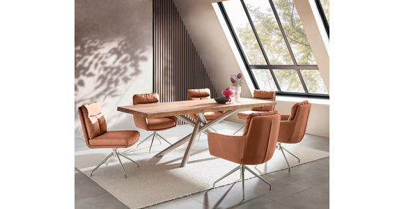 STUHL - Edelstahlfarben/Cognac, Design, Textil/Metall (51,5/89,5/65cm) - Novel
