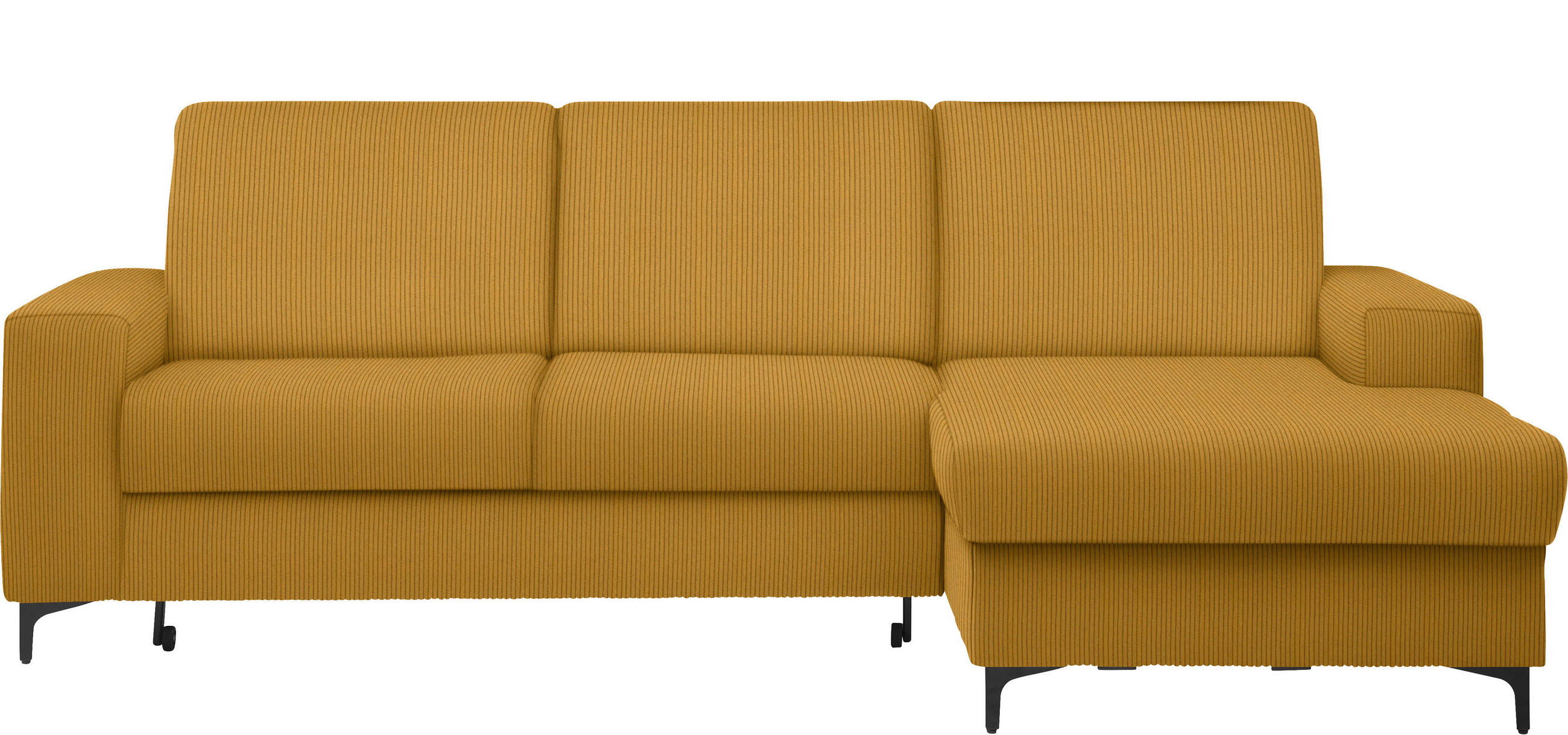 ECKSOFA Currygelb Cord  - Currygelb/Schwarz, KONVENTIONELL, Textil/Metall (247/167cm) - Stylife