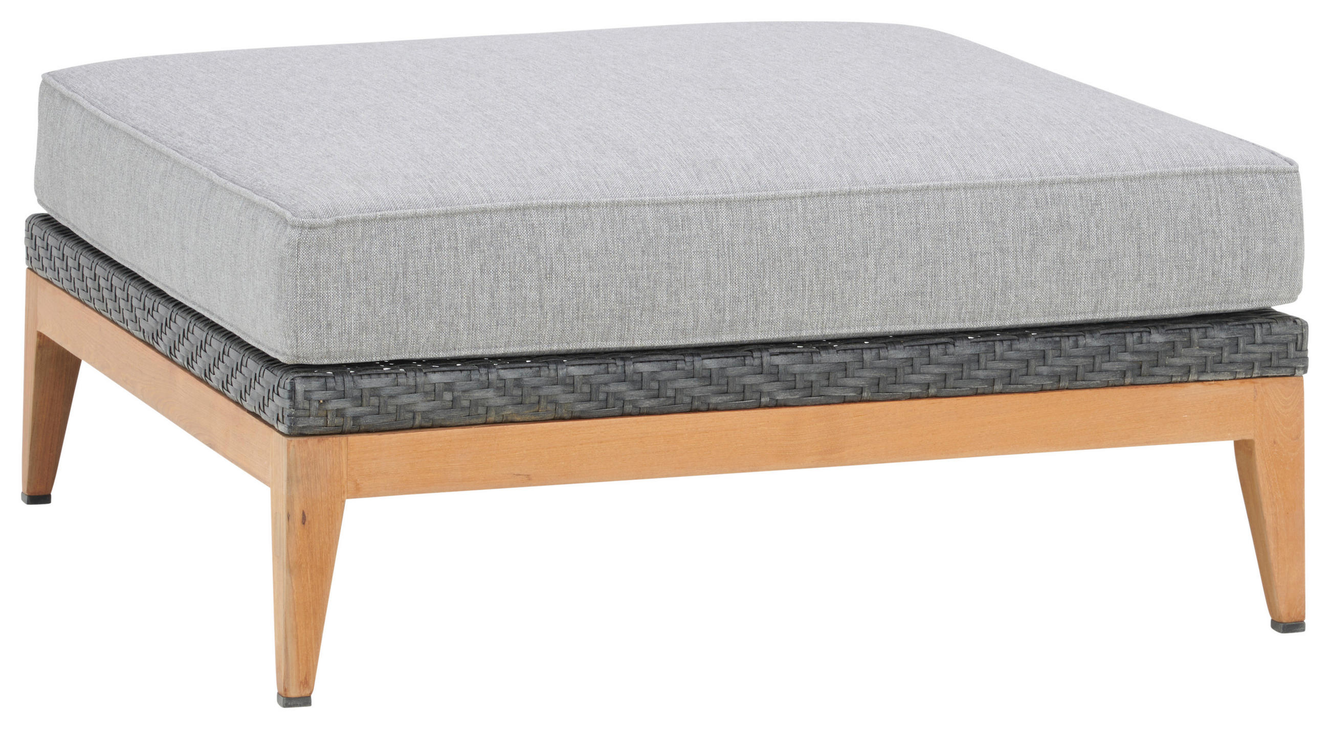 LOUNGEHOCKER  - Grau/Teakfarben, Natur, Holz/Kunststoff (88/40/88cm) - Amatio