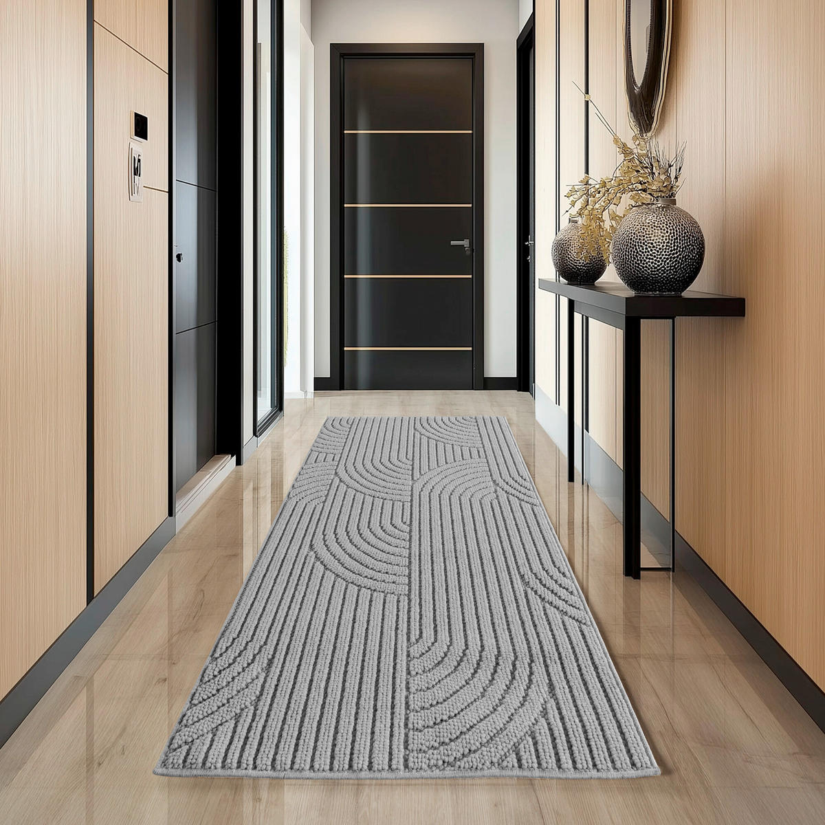 FLACHWEBETEPPICH 80/250 cm HELIX Silberfarben  - Silberfarben, Basics, Kunststoff/Textil (80/250cm) - Novel