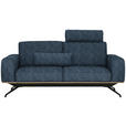 3-SITZER-SOFA in Struktur Blau  - Blau/Schwarz, Design, Holz/Textil (196/85-104/95cm) - Novel