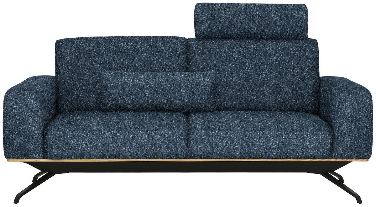3-SITZER-SOFA Struktur Blau  - Blau/Schwarz, Design, Holz/Textil (196/85-104/95cm) - Novel