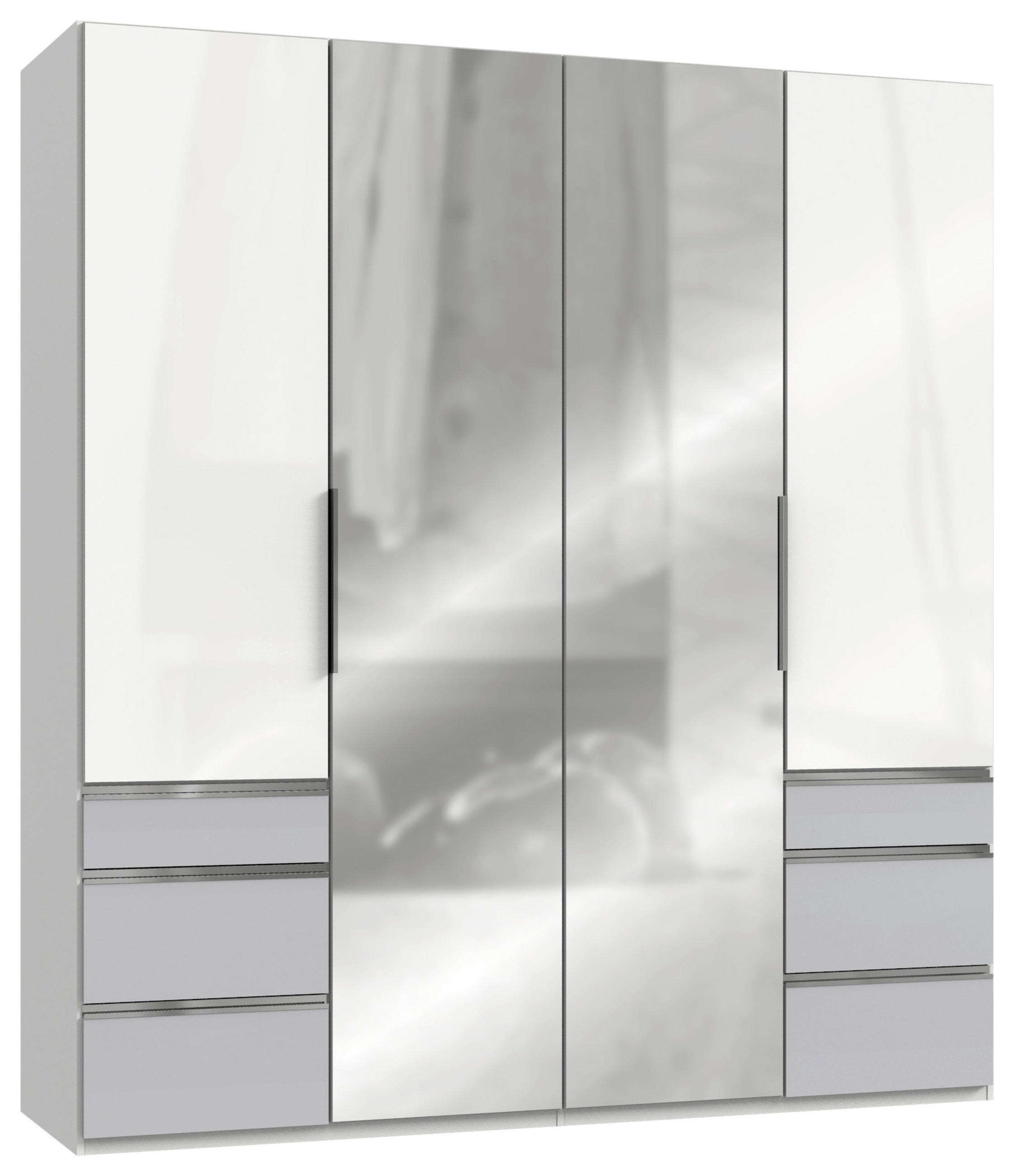 DREHTÜRENSCHRANK 200/216/58 cm 4-türig  - Chromfarben/Weiß Hochglanz, MODERN, Holzwerkstoff/Metall (200/216/58cm) - MID.YOU