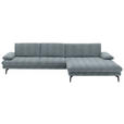 ECKSOFA  in Chenille Blaugrau  310/180 cm  - Blaugrau/Schwarz, Design, Textil/Metall (310/180cm) - Dieter Knoll