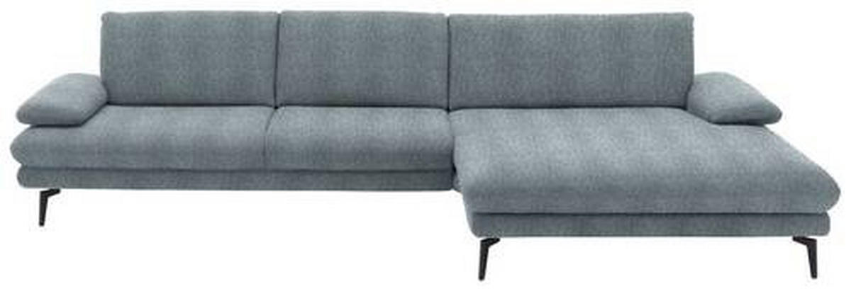 ECKSOFA in Chenille Blaugrau  - Blaugrau/Schwarz, Design, Textil/Metall (310/180cm) - Dieter Knoll
