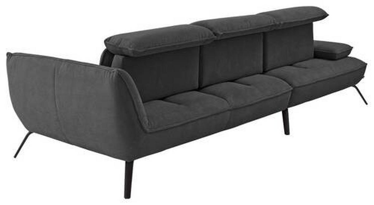 ECKSOFA in Cord Anthrazit  - Anthrazit/Schwarz, Design, Textil/Metall (301/202cm) - Moderano